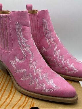Pink Cowboy Boots Ankle Embroidered Western Boots Global Win 7 Women’s